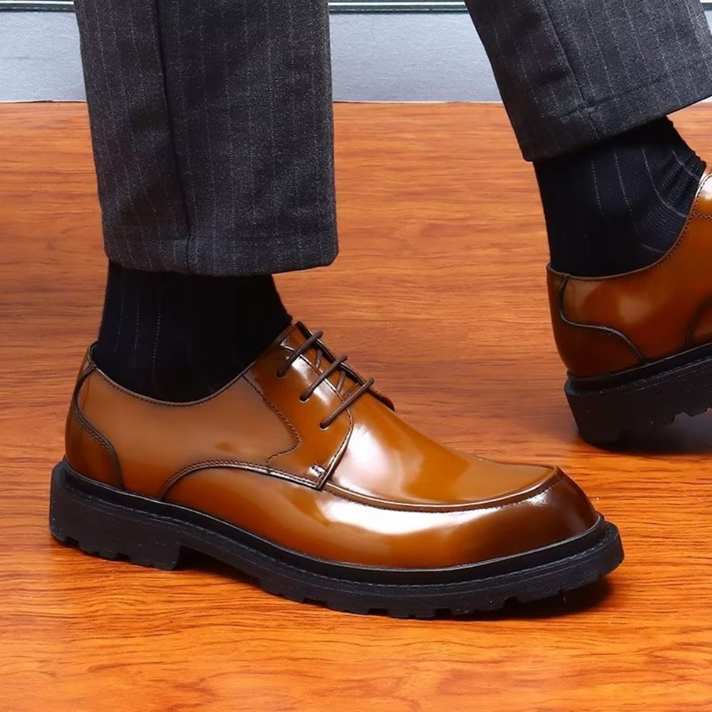 Chaussures Formelles Pour Hommes Derbies À Lacets Habillées - Marron