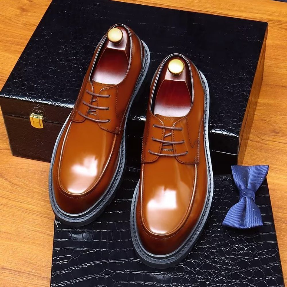 Chaussures Formelles Pour Hommes Derbies À Lacets Habillées - Marron