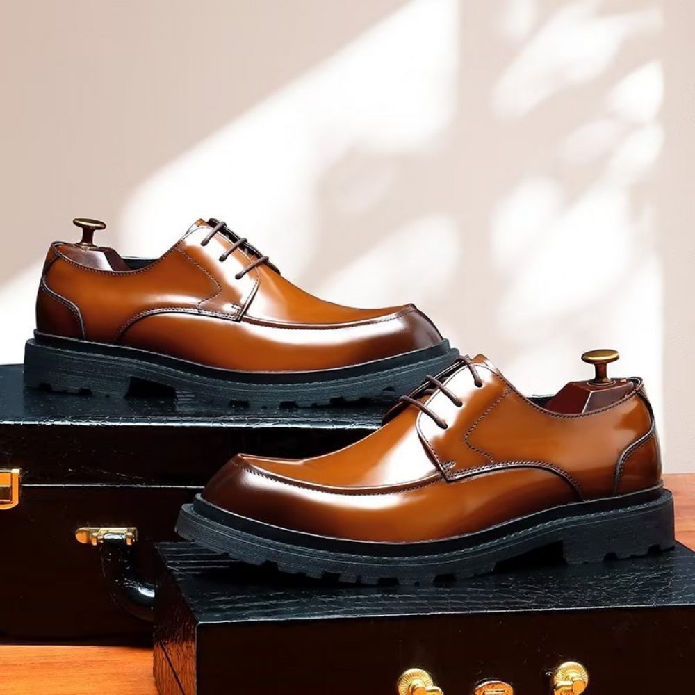 Chaussures Formelles Pour Hommes Derbies À Lacets Habillées - Marron