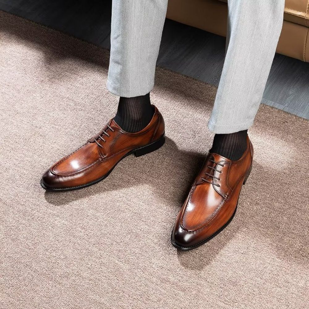 Chaussures Formelles Pour Hommes Derbies À Lacets Habillées - Café