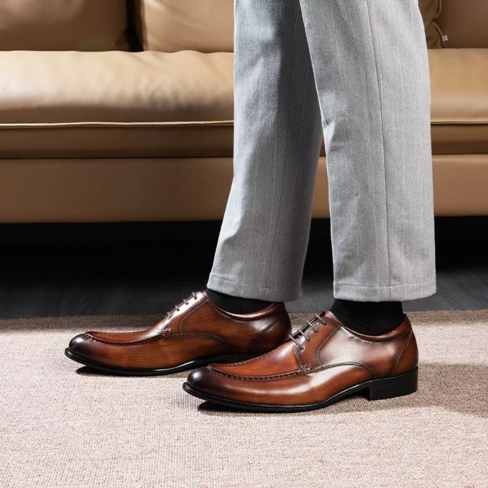 Chaussures Formelles Pour Hommes Derbies À Lacets Habillées - Café