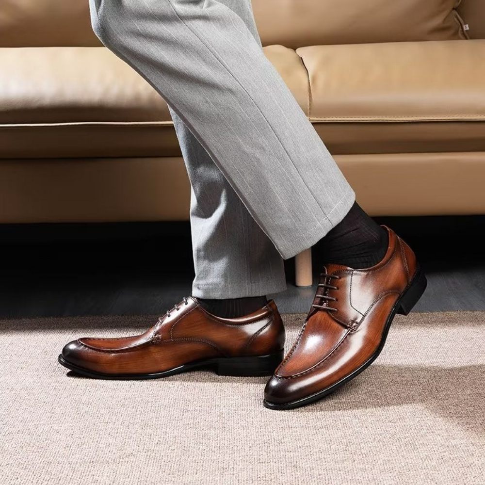 Chaussures Formelles Pour Hommes Derbies À Lacets Habillées - Café