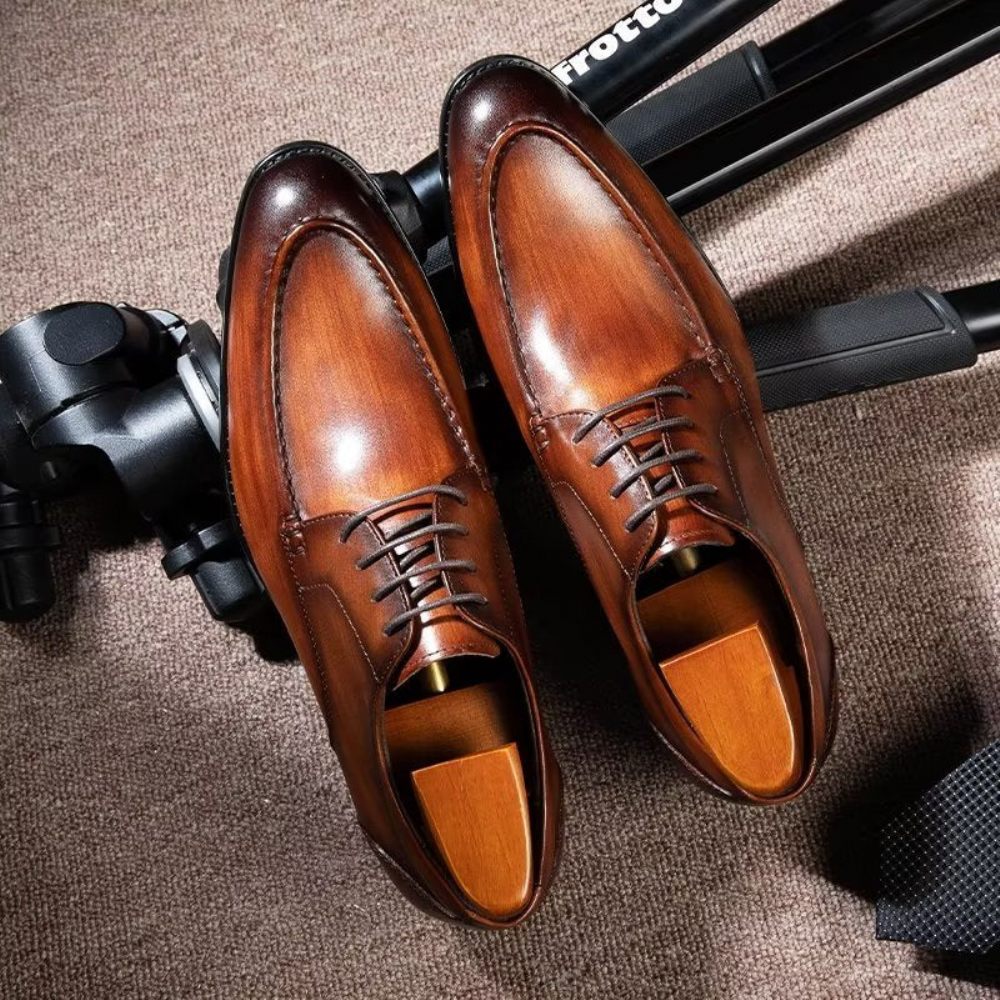 Chaussures Formelles Pour Hommes Derbies À Lacets Habillées - Café