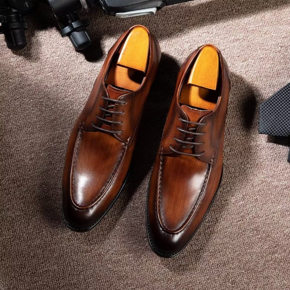 Chaussures Formelles Pour Hommes Derbies À Lacets Habillées - Café