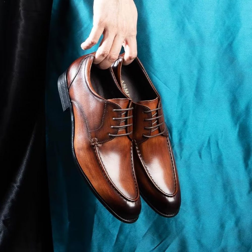 Chaussures Formelles Pour Hommes Derbies À Lacets Habillées - Café