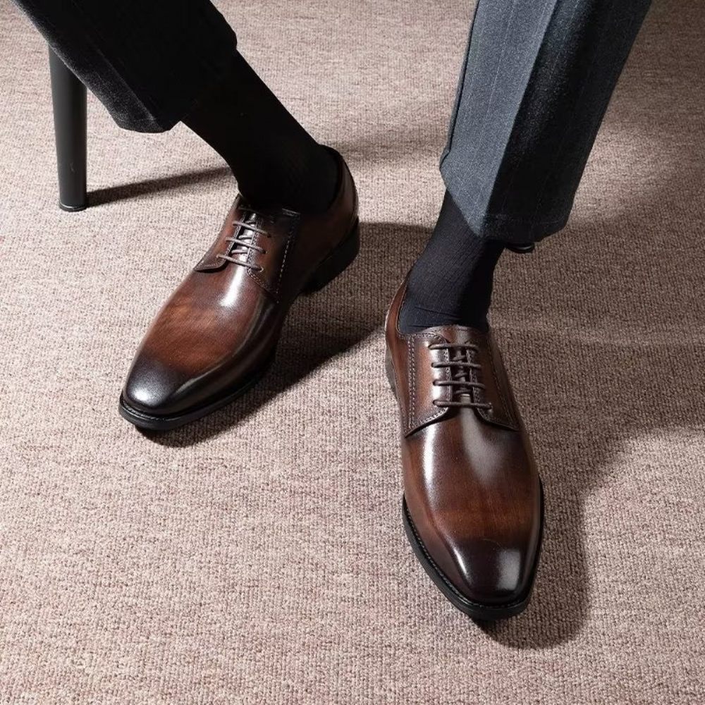 Chaussures Formelles Pour Hommes Derbies À Motif Exquis Habillées - Café