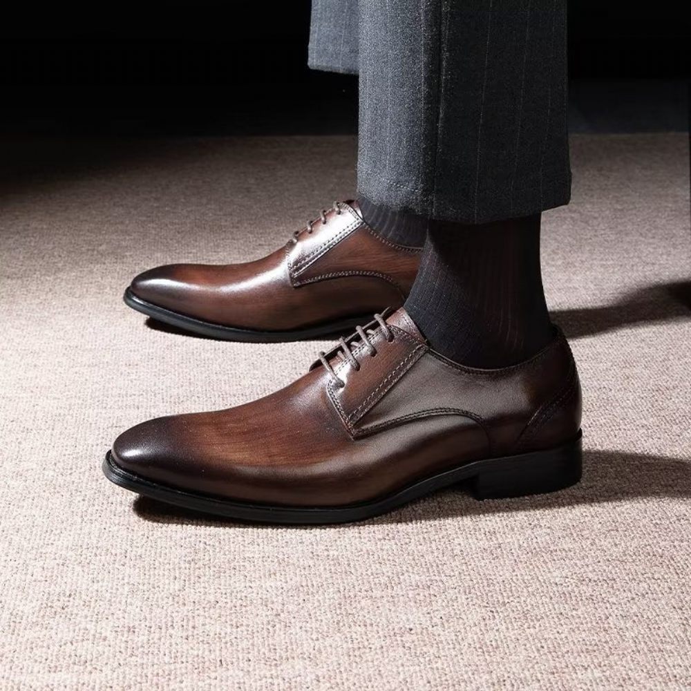 Chaussures Formelles Pour Hommes Derbies À Motif Exquis Habillées - Café