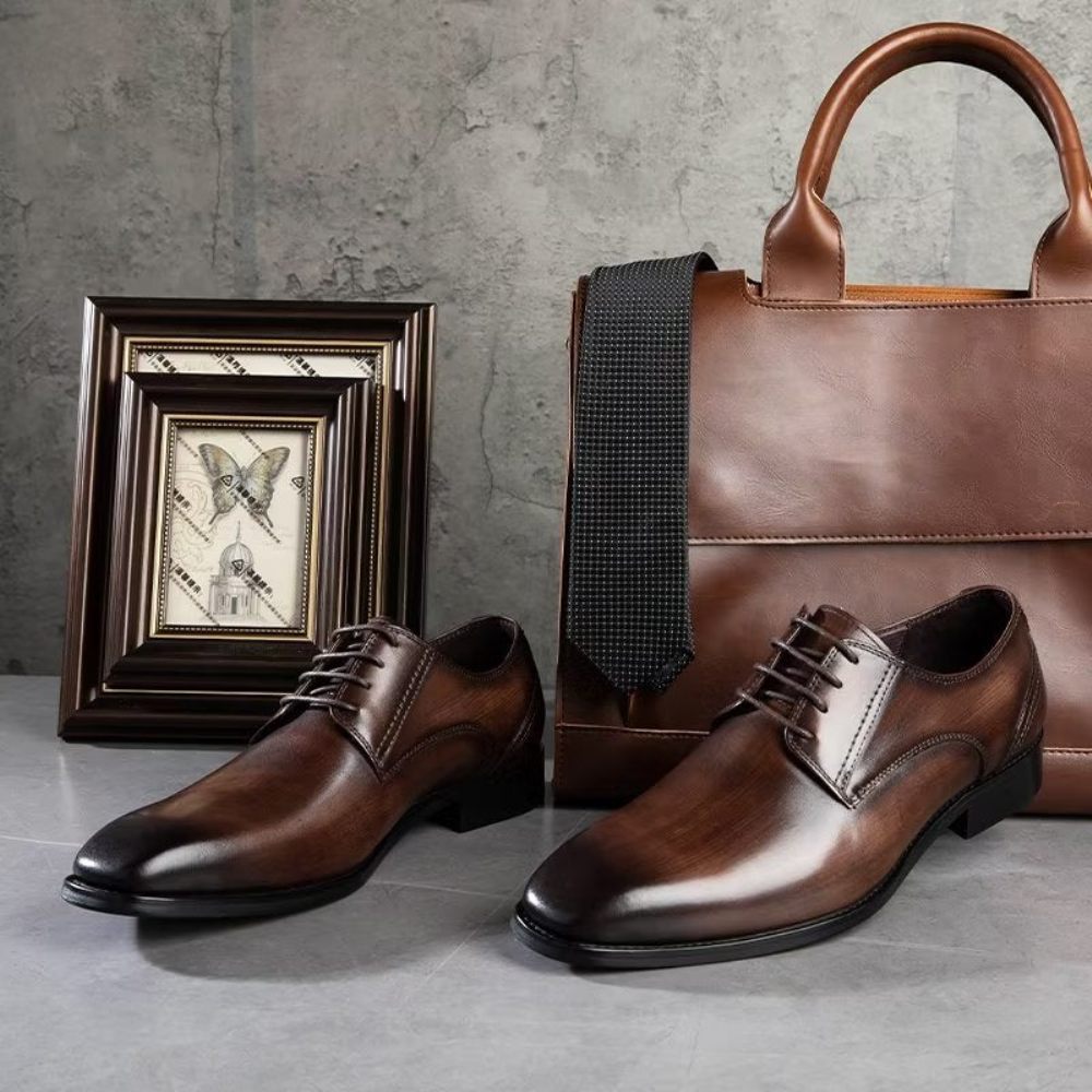 Chaussures Formelles Pour Hommes Derbies À Motif Exquis Habillées - Café