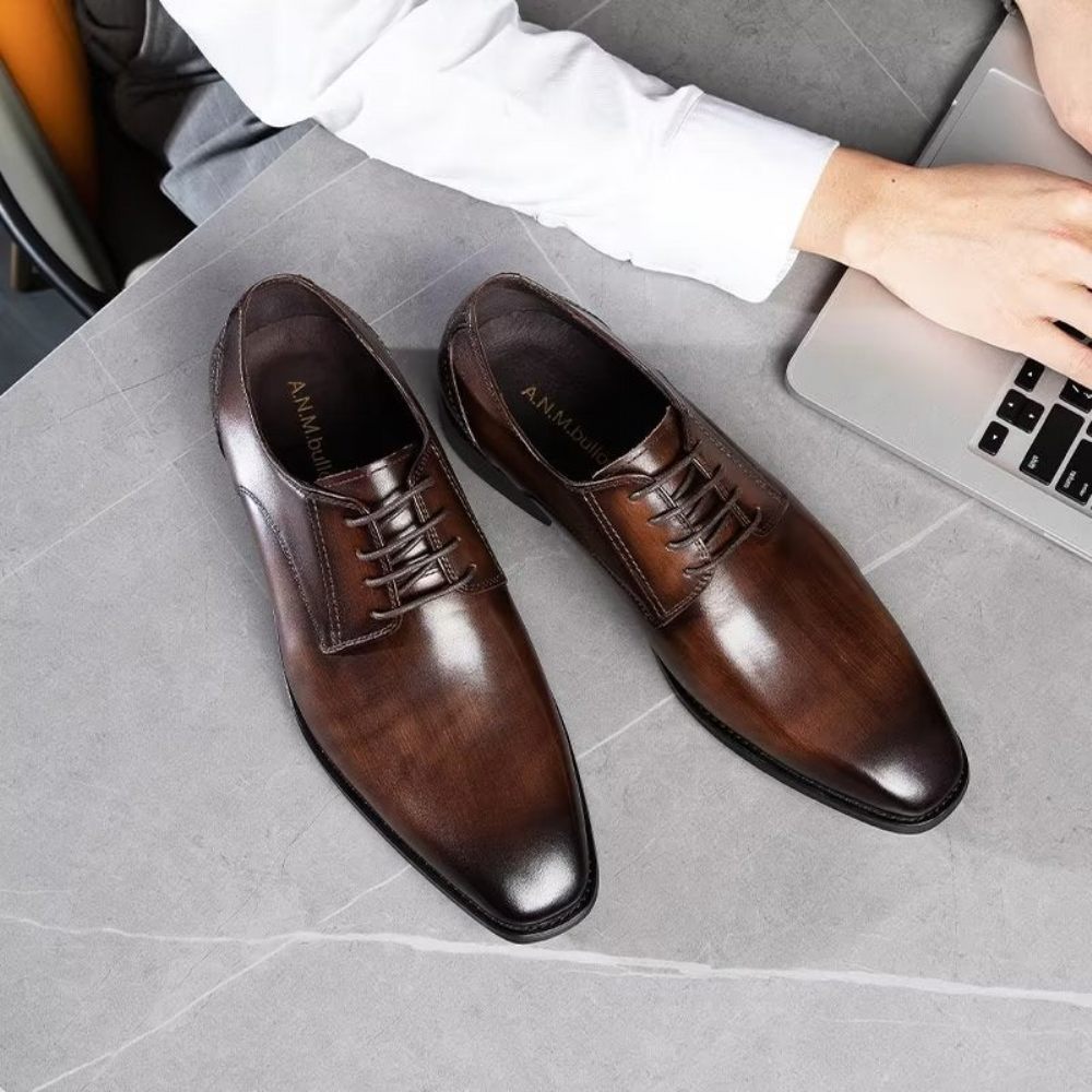 Chaussures Formelles Pour Hommes Derbies À Motif Exquis Habillées - Café