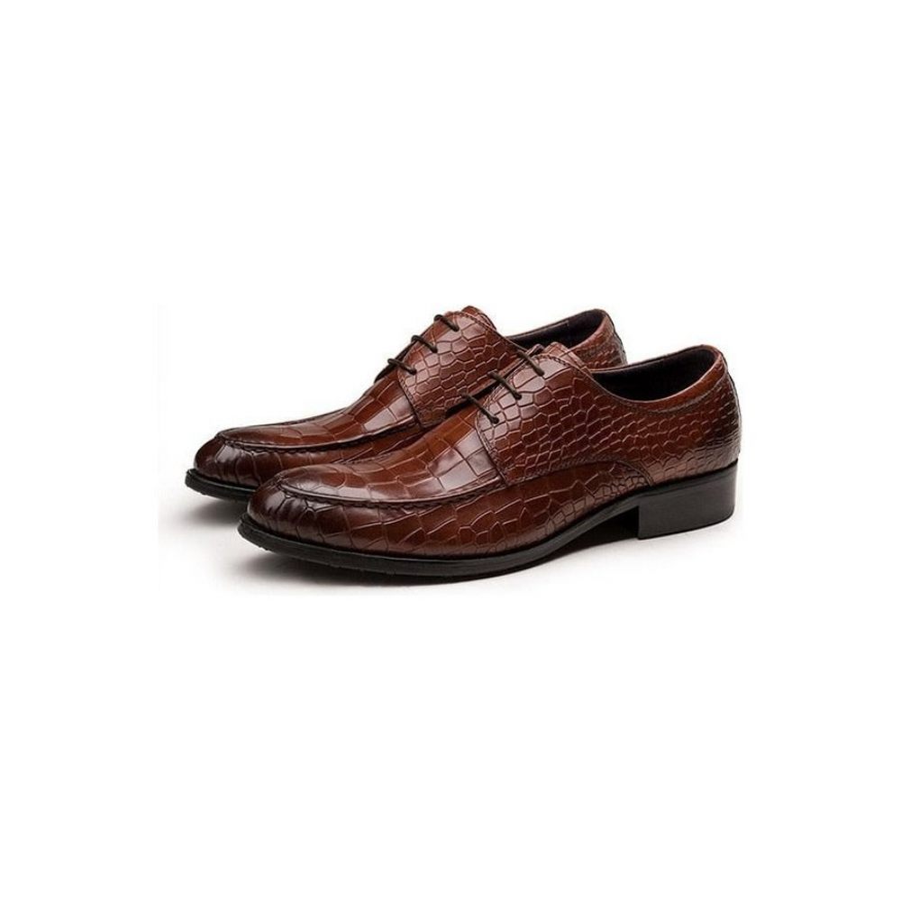 Chaussures Formelles Pour Hommes Derby Cuir Vache - Café