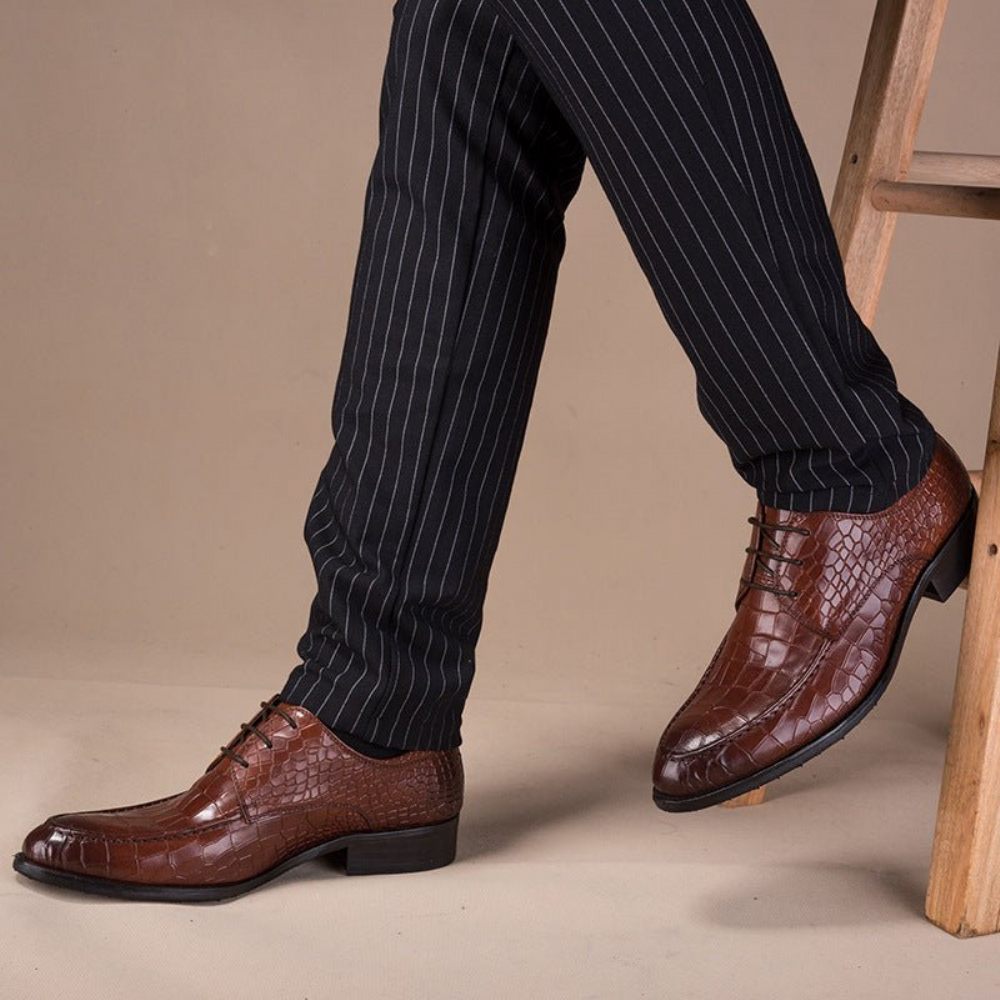 Chaussures Formelles Pour Hommes Derby Cuir Vache - Café