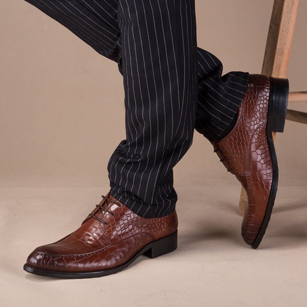 Chaussures Formelles Pour Hommes Derby Cuir Vache - Café