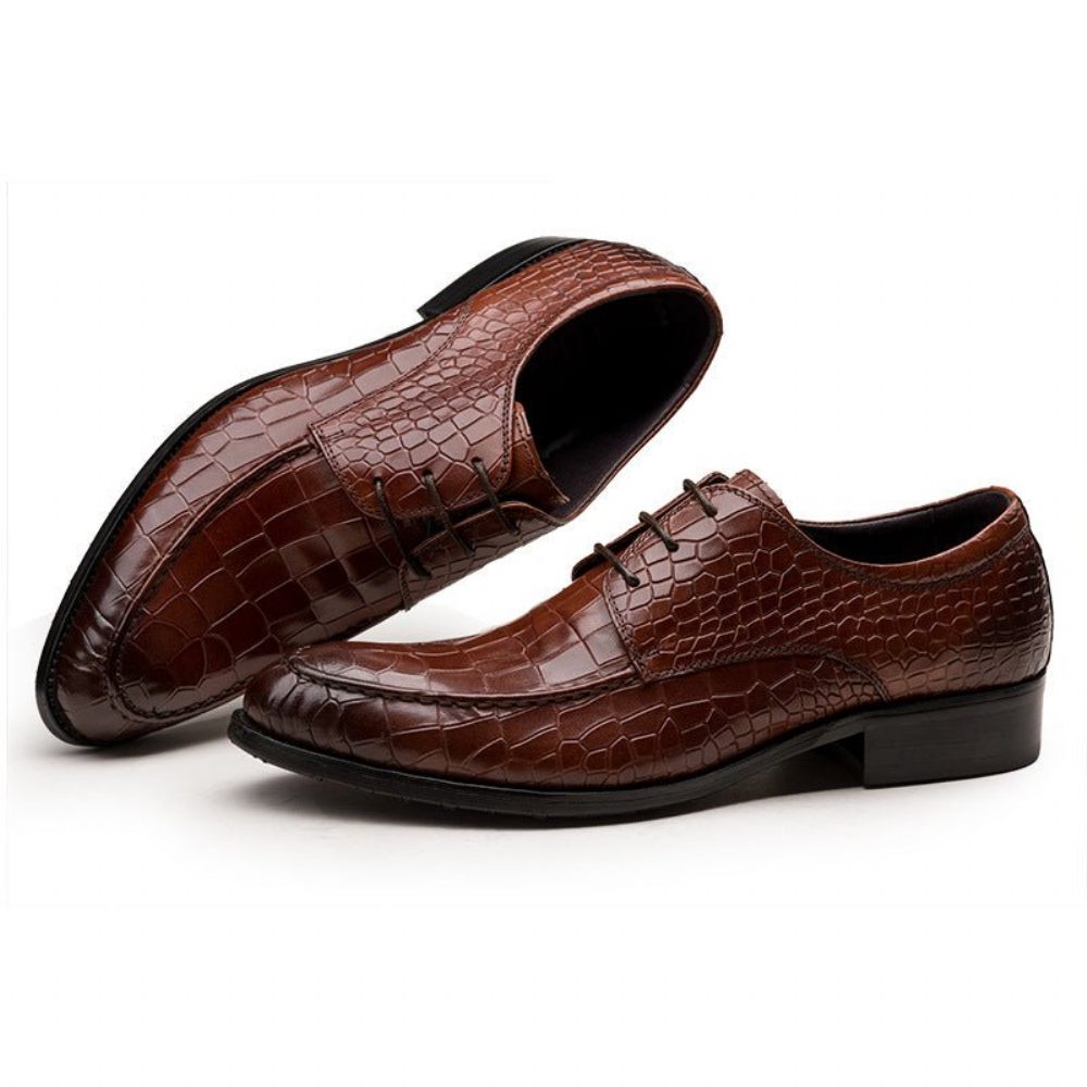 Chaussures Formelles Pour Hommes Derby Cuir Vache - Café