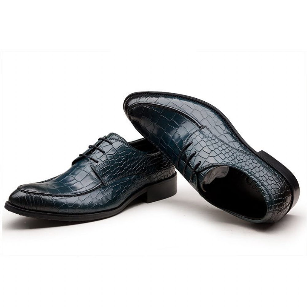 Chaussures Formelles Pour Hommes Derby Cuir Vache - Bleu