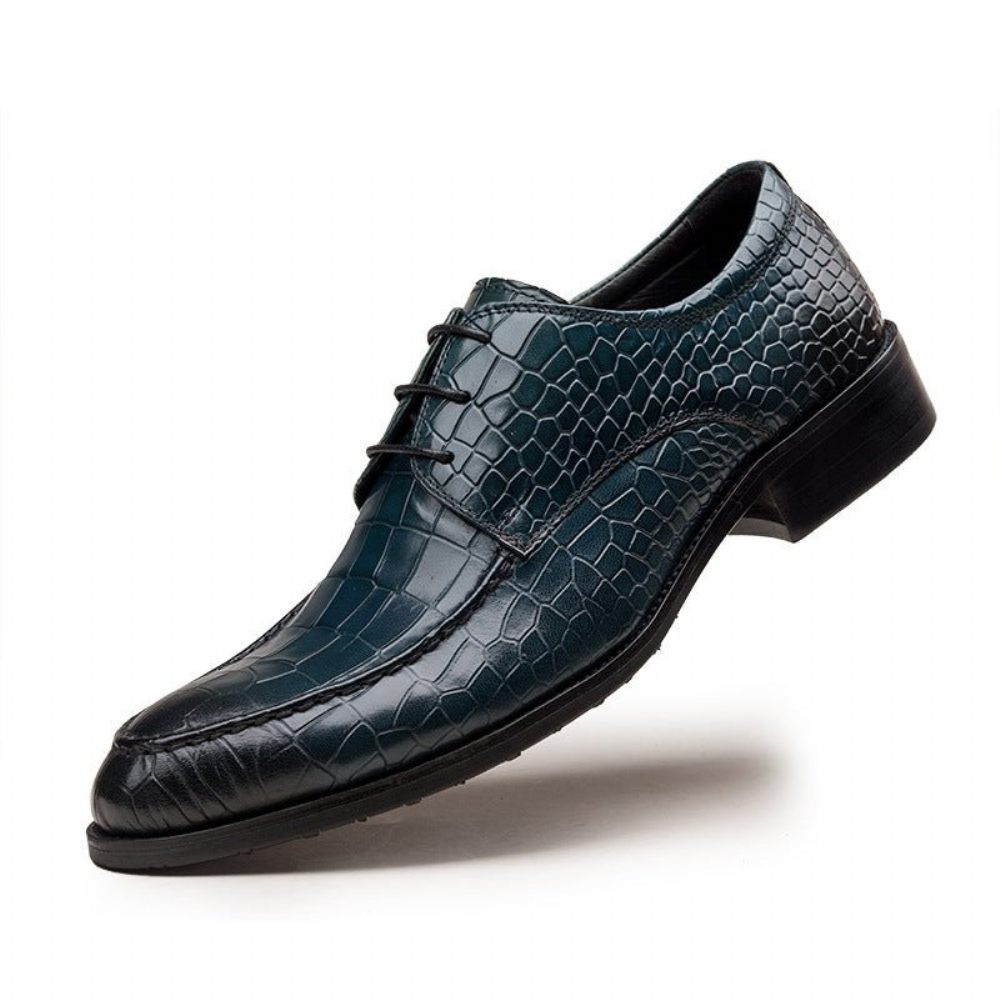 Chaussures Formelles Pour Hommes Derby Cuir Vache - Bleu