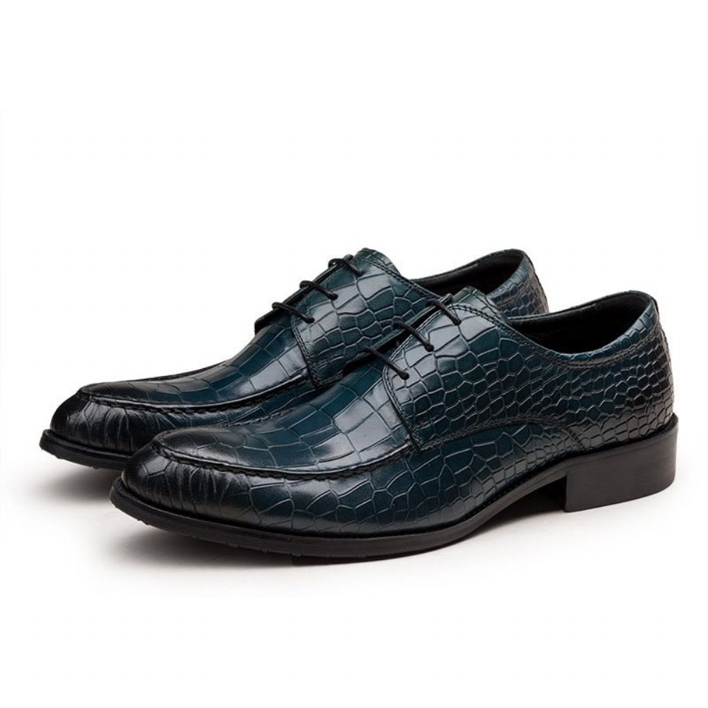 Chaussures Formelles Pour Hommes Derby Cuir Vache - Bleu