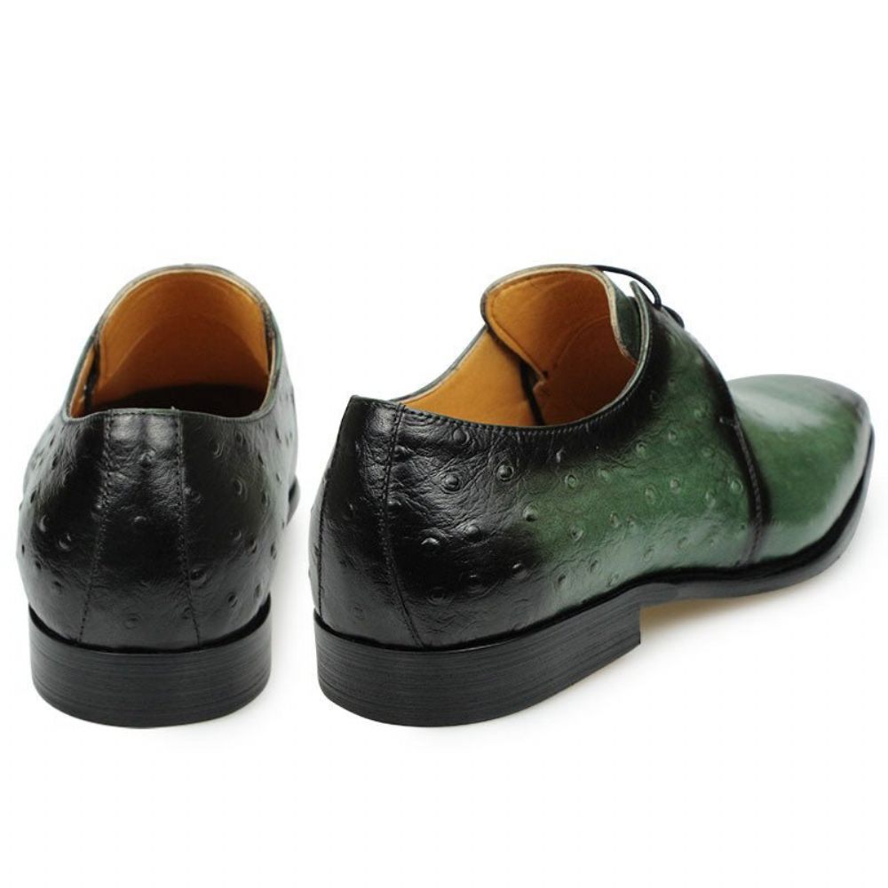 Chaussures Formelles Pour Hommes Derby Cuir Véritable Gaufré Croco - Vert