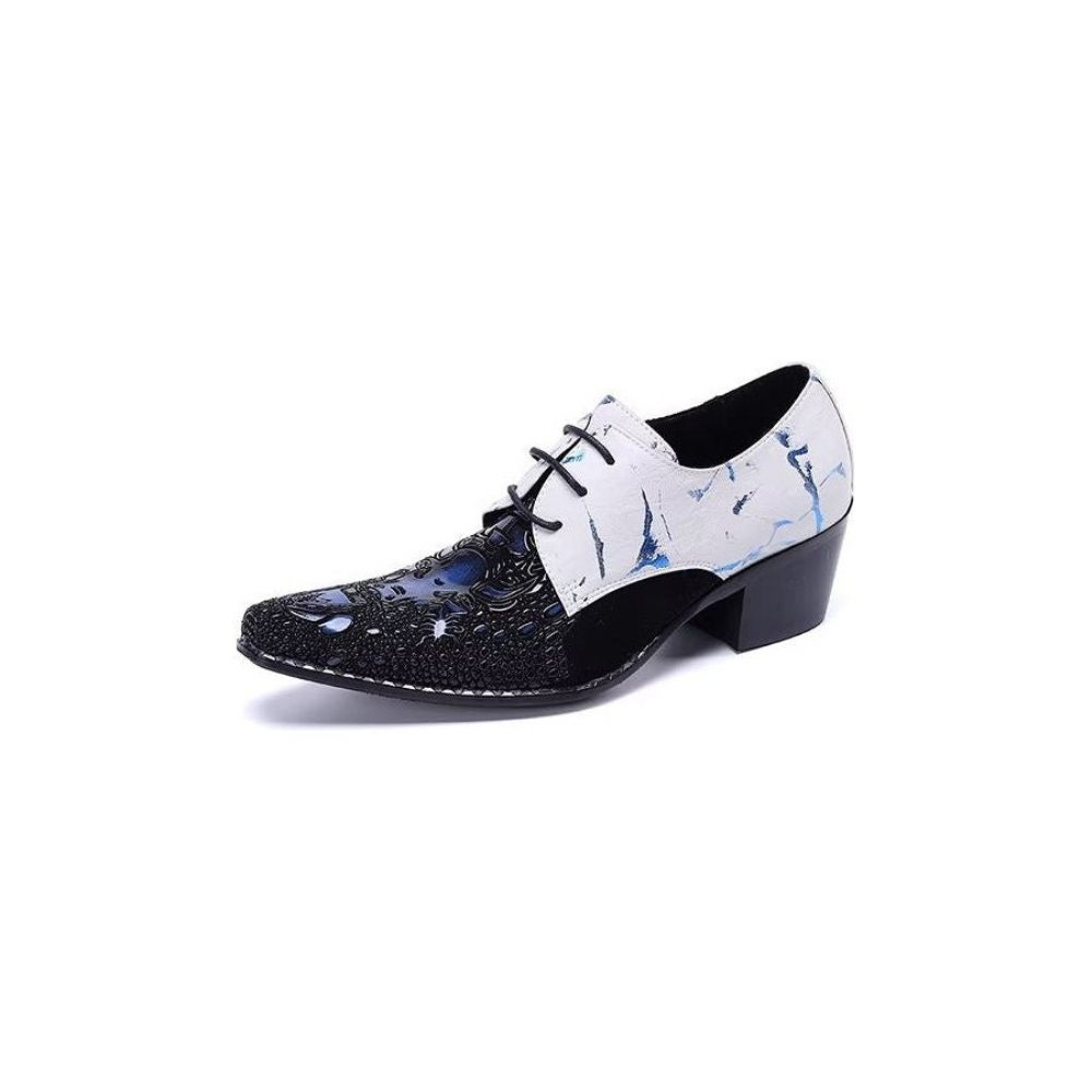 Chaussures Formelles Pour Hommes Derby Élégantes À Motifs Exotiques - Bleu