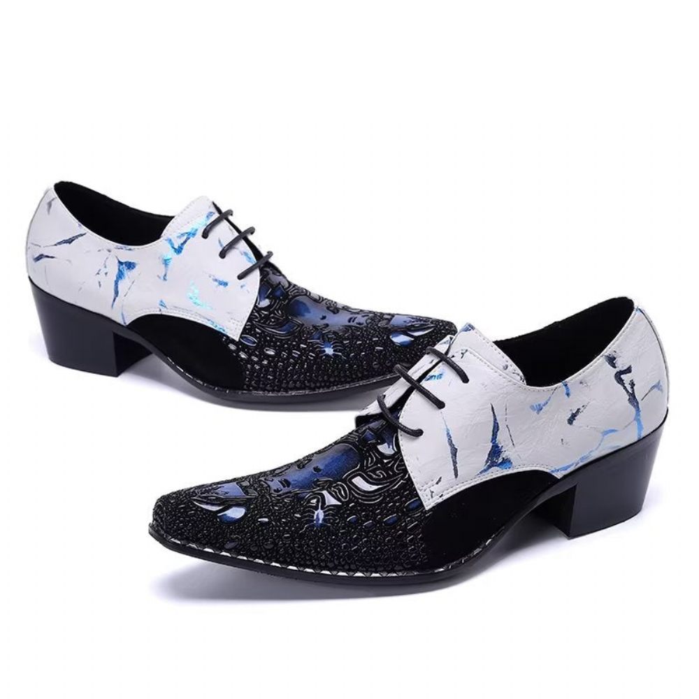 Chaussures Formelles Pour Hommes Derby Élégantes À Motifs Exotiques - Bleu