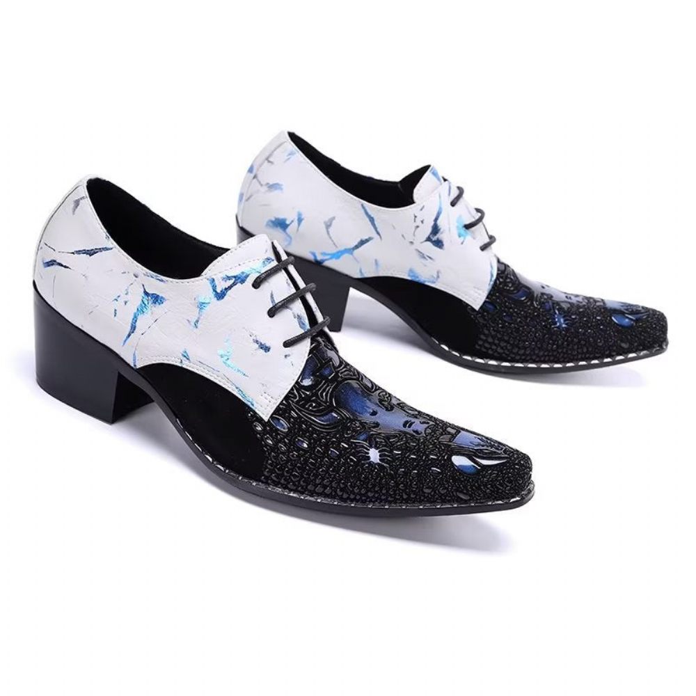 Chaussures Formelles Pour Hommes Derby Élégantes À Motifs Exotiques - Bleu