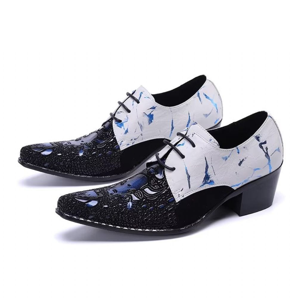 Chaussures Formelles Pour Hommes Derby Élégantes À Motifs Exotiques - Bleu