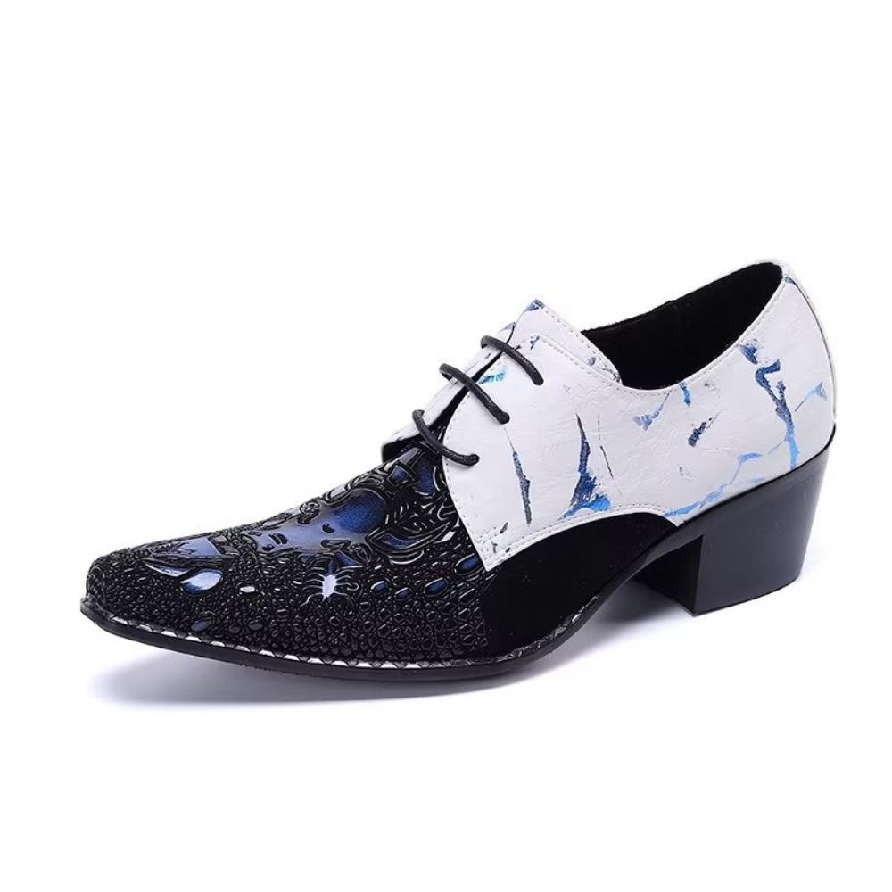 Chaussures Formelles Pour Hommes Derby Élégantes À Motifs Exotiques - Bleu