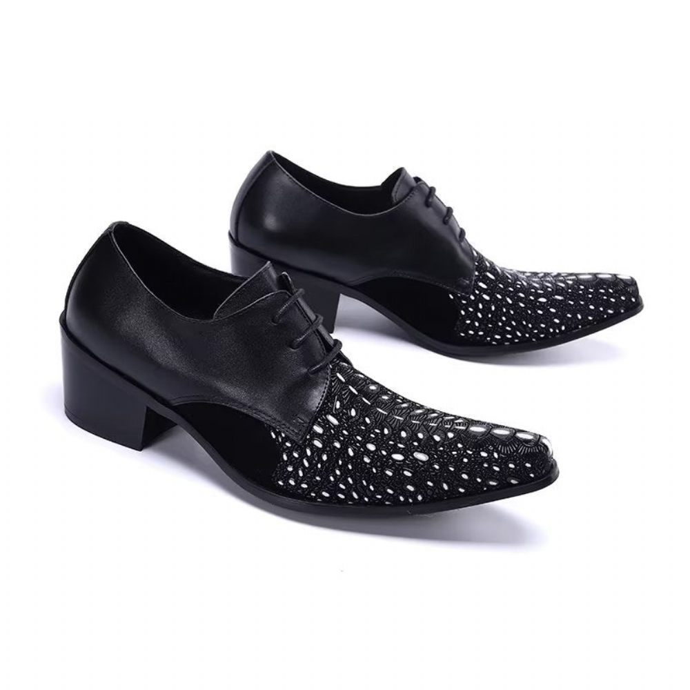 Chaussures Formelles Pour Hommes Derby Élégantes À Motifs Exotiques - Noir