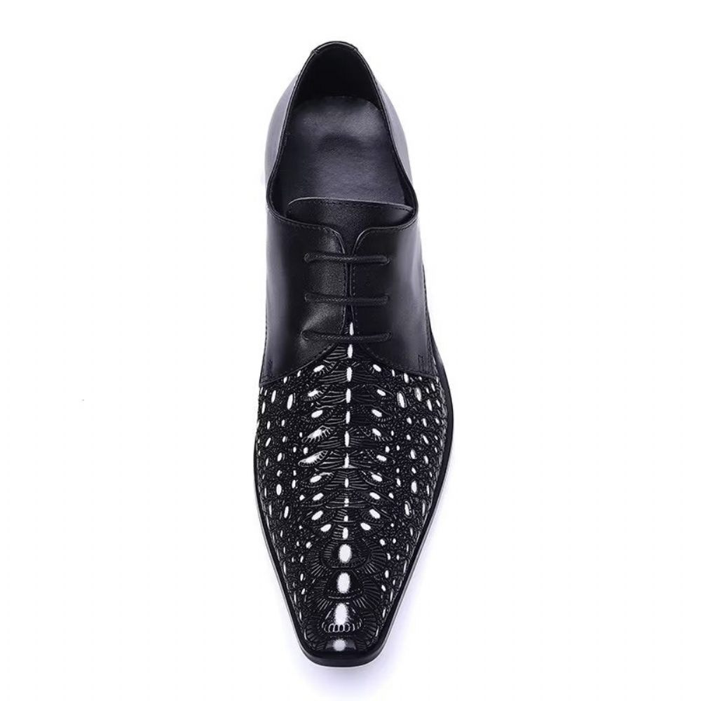 Chaussures Formelles Pour Hommes Derby Élégantes À Motifs Exotiques - Noir