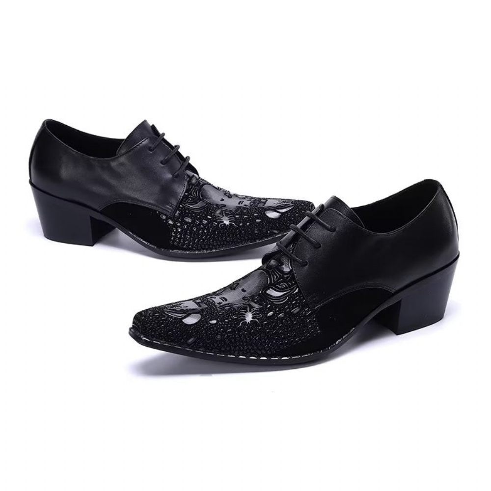 Chaussures Formelles Pour Hommes Derby Élégantes À Motifs Exotiques - Noir 1