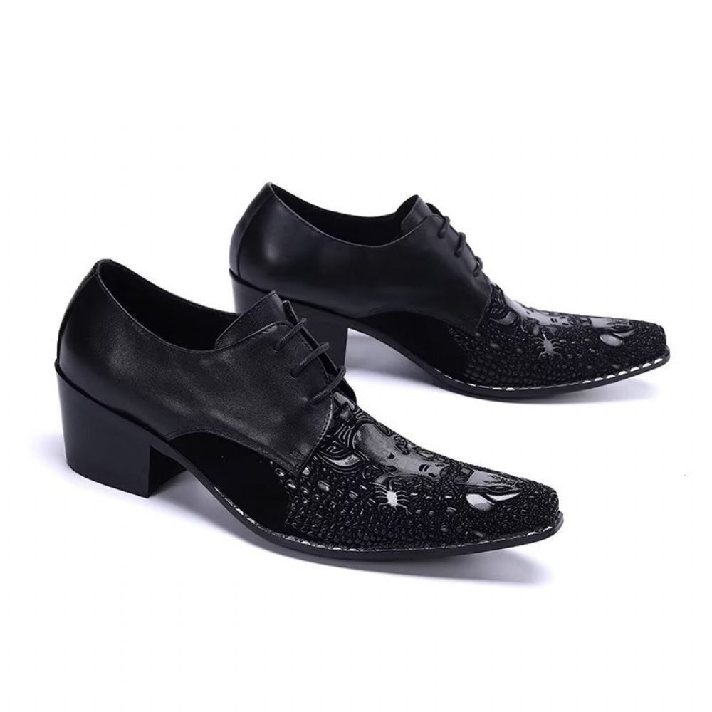 Chaussures Formelles Pour Hommes Derby Élégantes À Motifs Exotiques - Noir 1