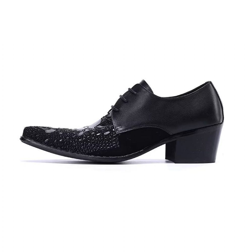 Chaussures Formelles Pour Hommes Derby Élégantes À Motifs Exotiques - Noir 1