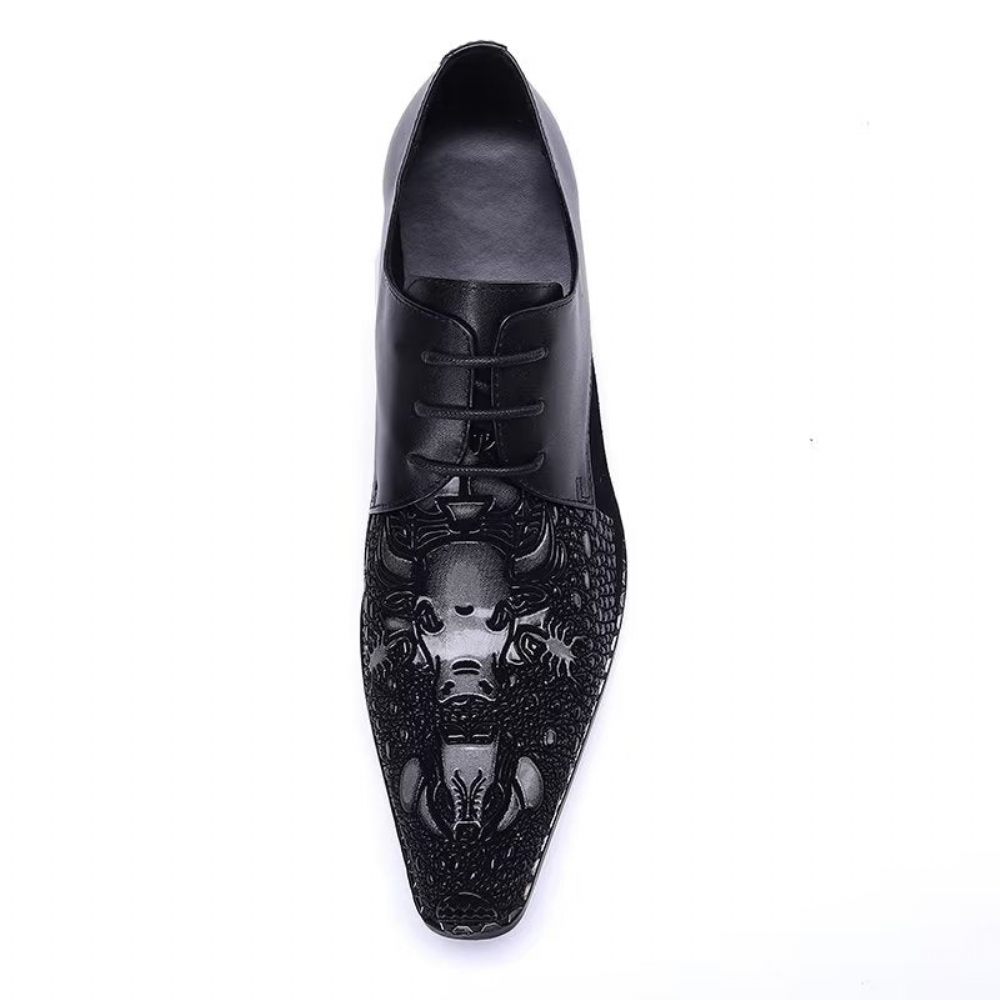 Chaussures Formelles Pour Hommes Derby Élégantes À Motifs Exotiques - Noir 1