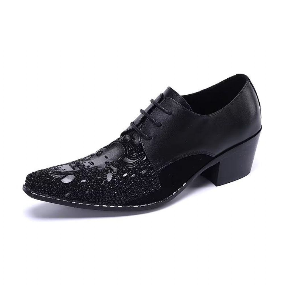 Chaussures Formelles Pour Hommes Derby Élégantes À Motifs Exotiques - Noir 1