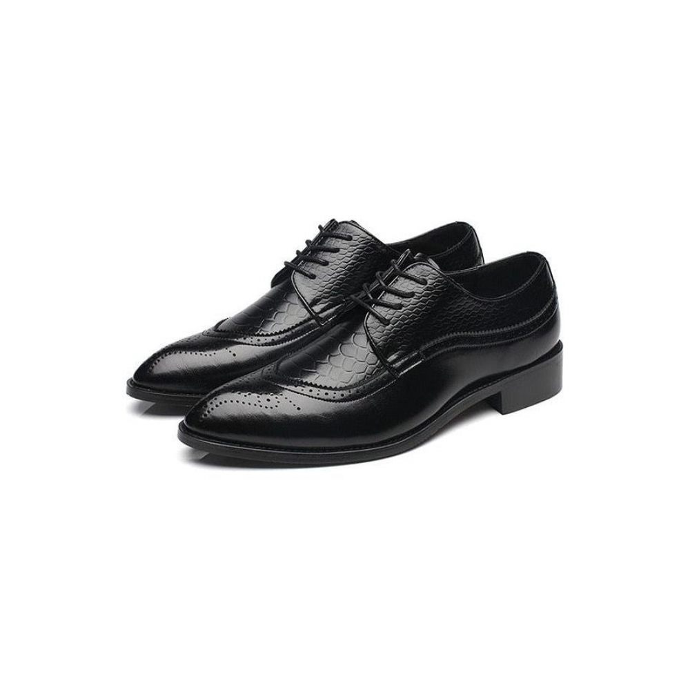 Chaussures Formelles Pour Hommes Derby Exotiques À Lacets - Noir