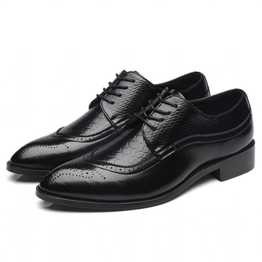 Chaussures Formelles Pour Hommes Derby Exotiques À Lacets - Noir