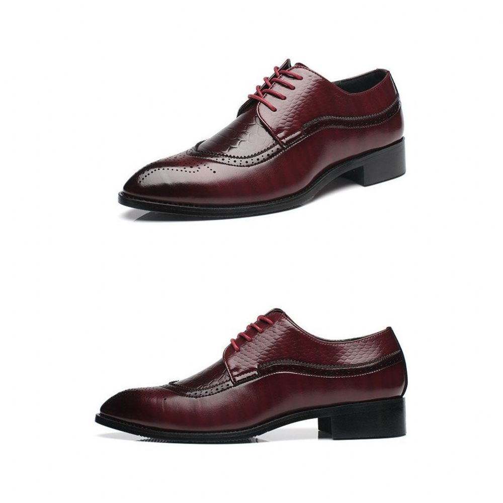 Chaussures Formelles Pour Hommes Derby Exotiques À Lacets - Rouge