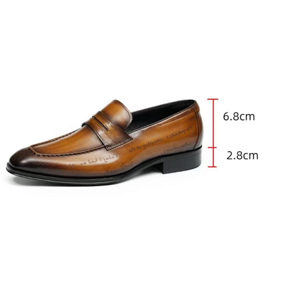 Chaussures Formelles Pour Hommes Direction Élégantes Cuir Britannique Sculpté - Marron