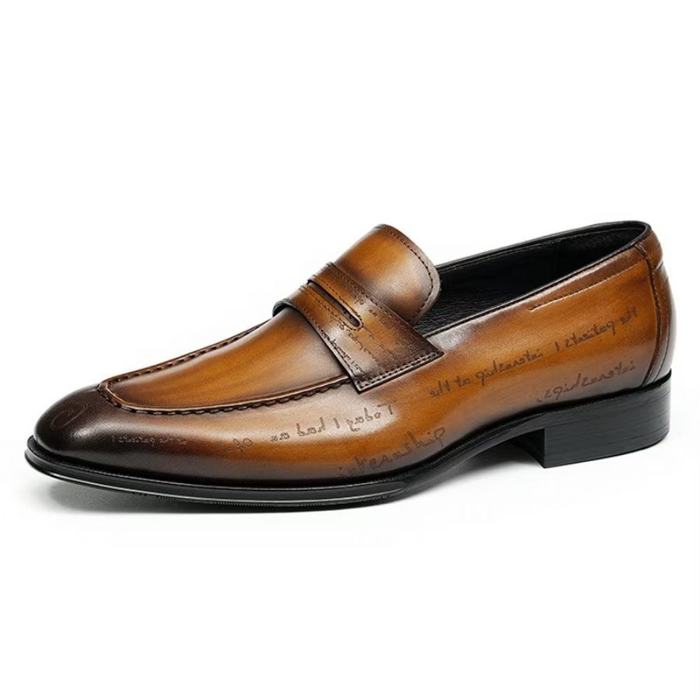 Chaussures Formelles Pour Hommes Direction Élégantes Cuir Britannique Sculpté - Marron