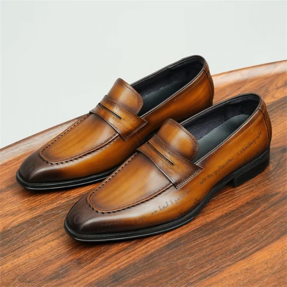 Chaussures Formelles Pour Hommes Direction Élégantes Cuir Britannique Sculpté - Marron