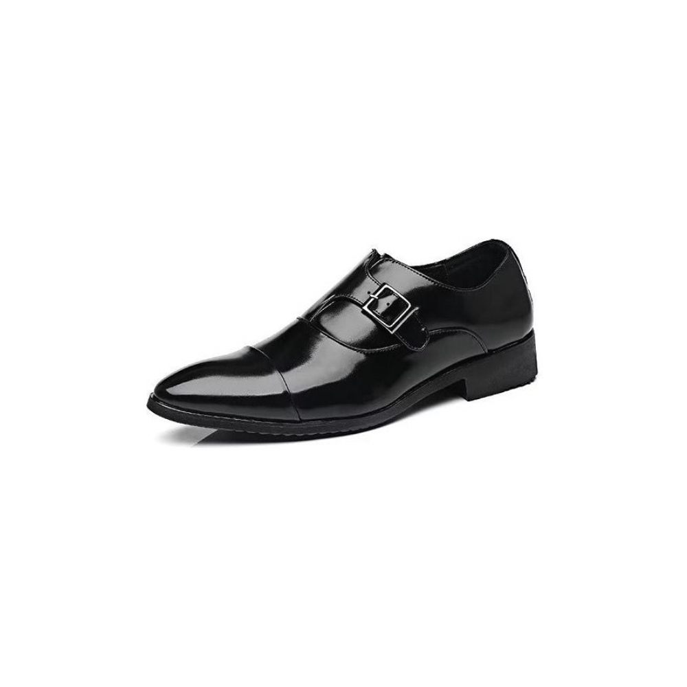 Chaussures Formelles Pour Hommes Élégance Raffinée Bout Pointu Sangle Moine - Noir