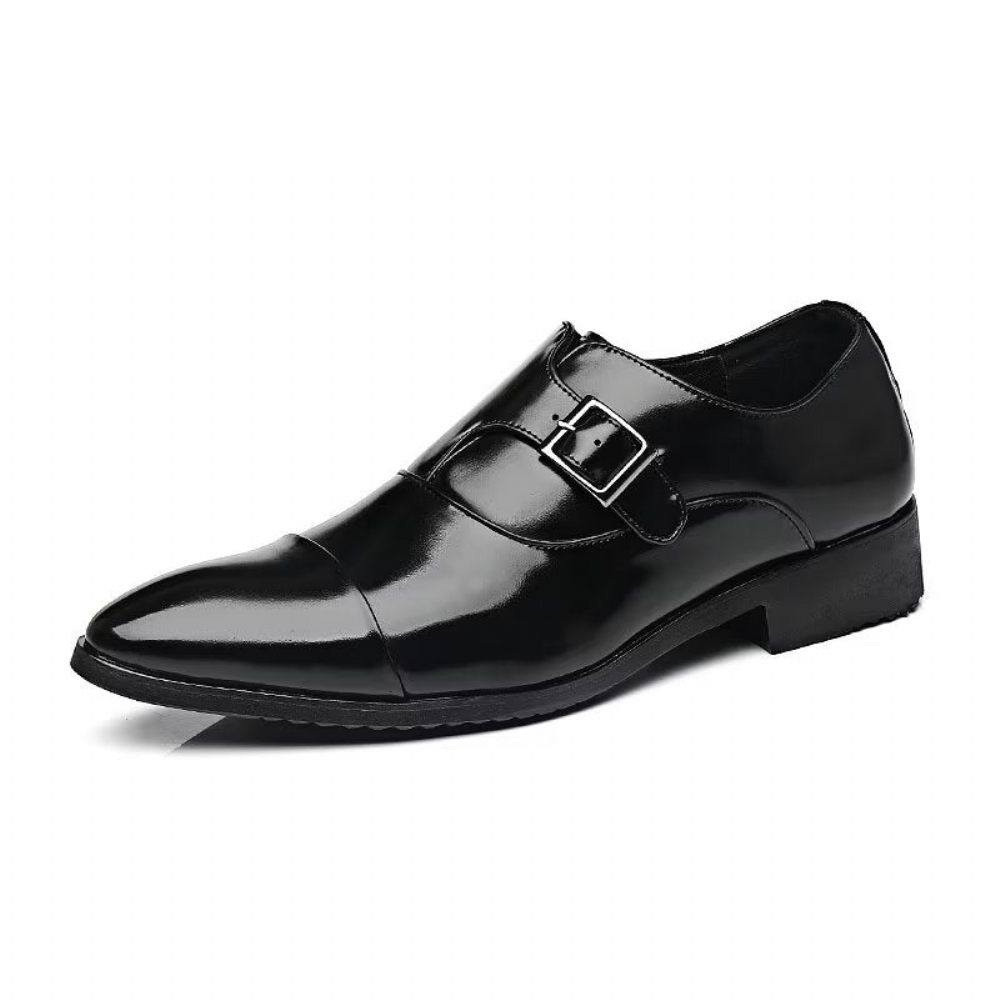 Chaussures Formelles Pour Hommes Élégance Raffinée Bout Pointu Sangle Moine - Noir