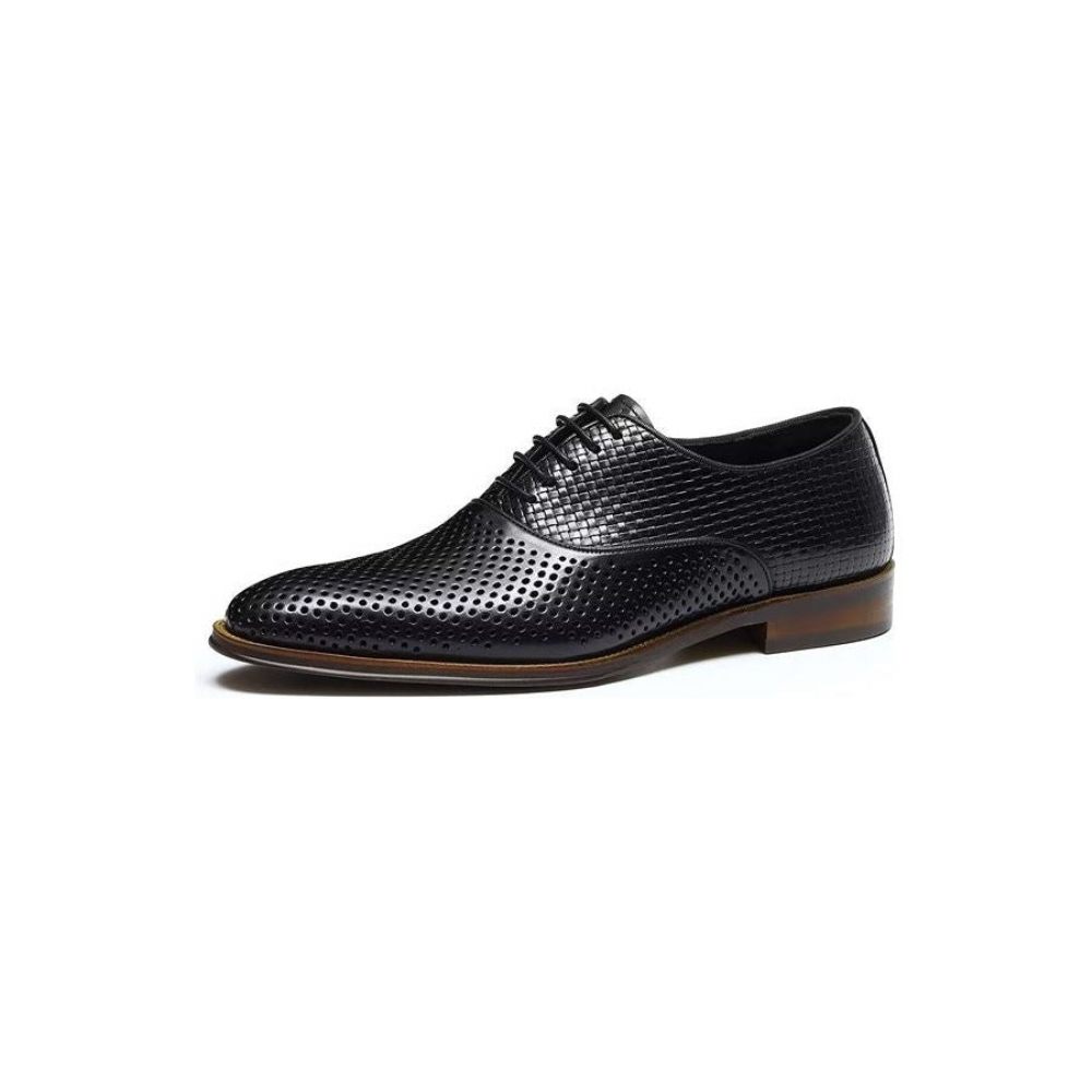 Chaussures Formelles Pour Hommes Élégance Relief Habillées Oxford À Bout Rond Exotiques - Noir