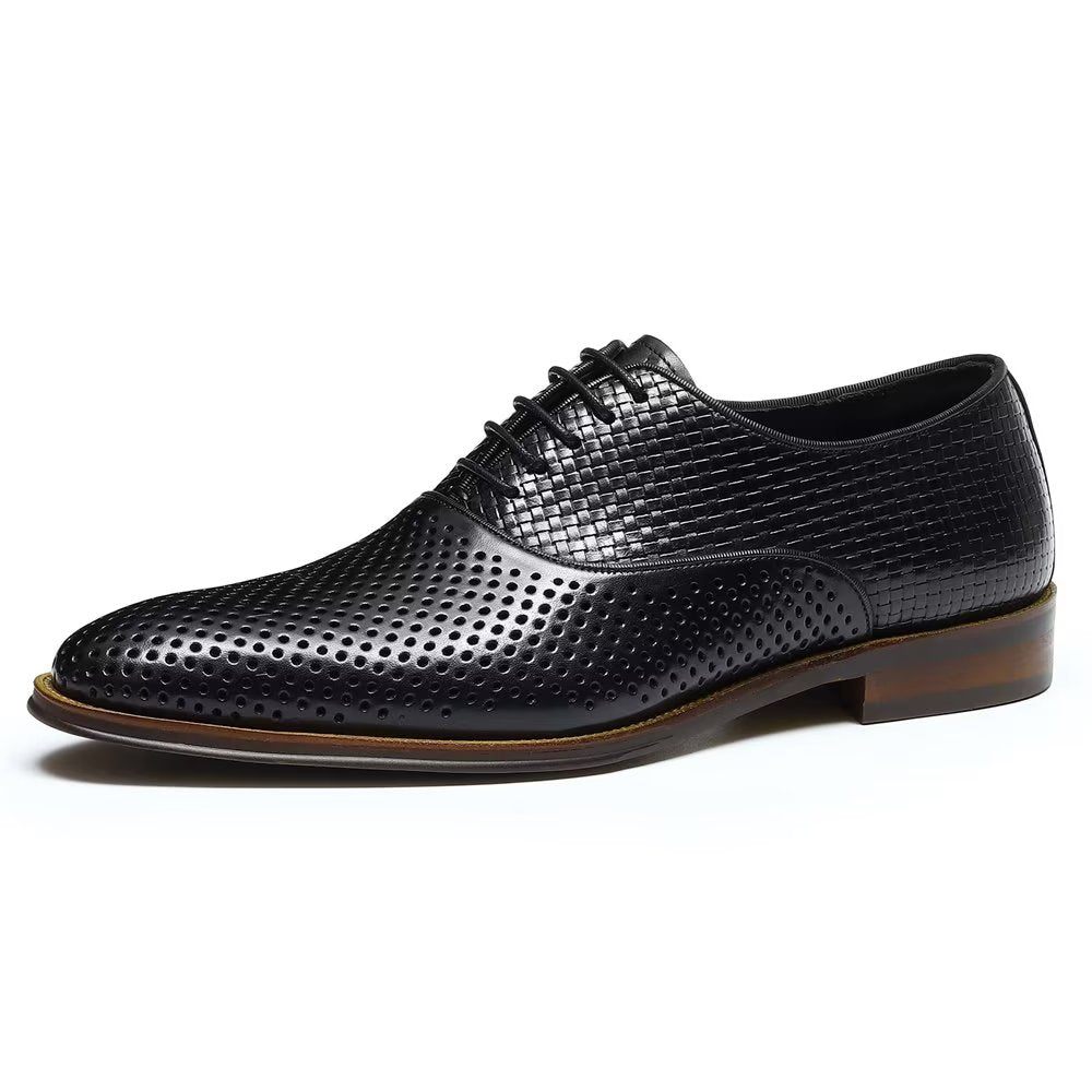 Chaussures Formelles Pour Hommes Élégance Relief Habillées Oxford À Bout Rond Exotiques - Noir