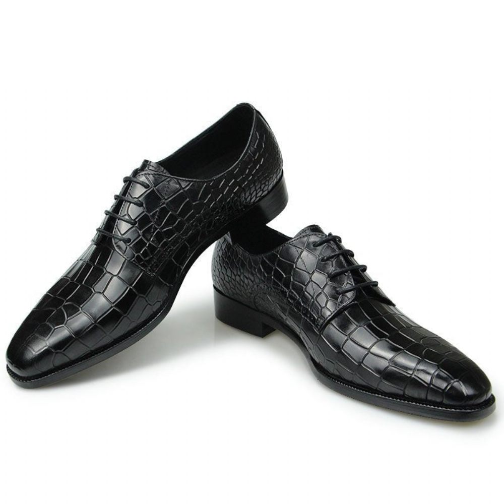 Chaussures Formelles Pour Hommes Élégantes Croctex Bout Pointu Derby Habillées Luxe - Noir