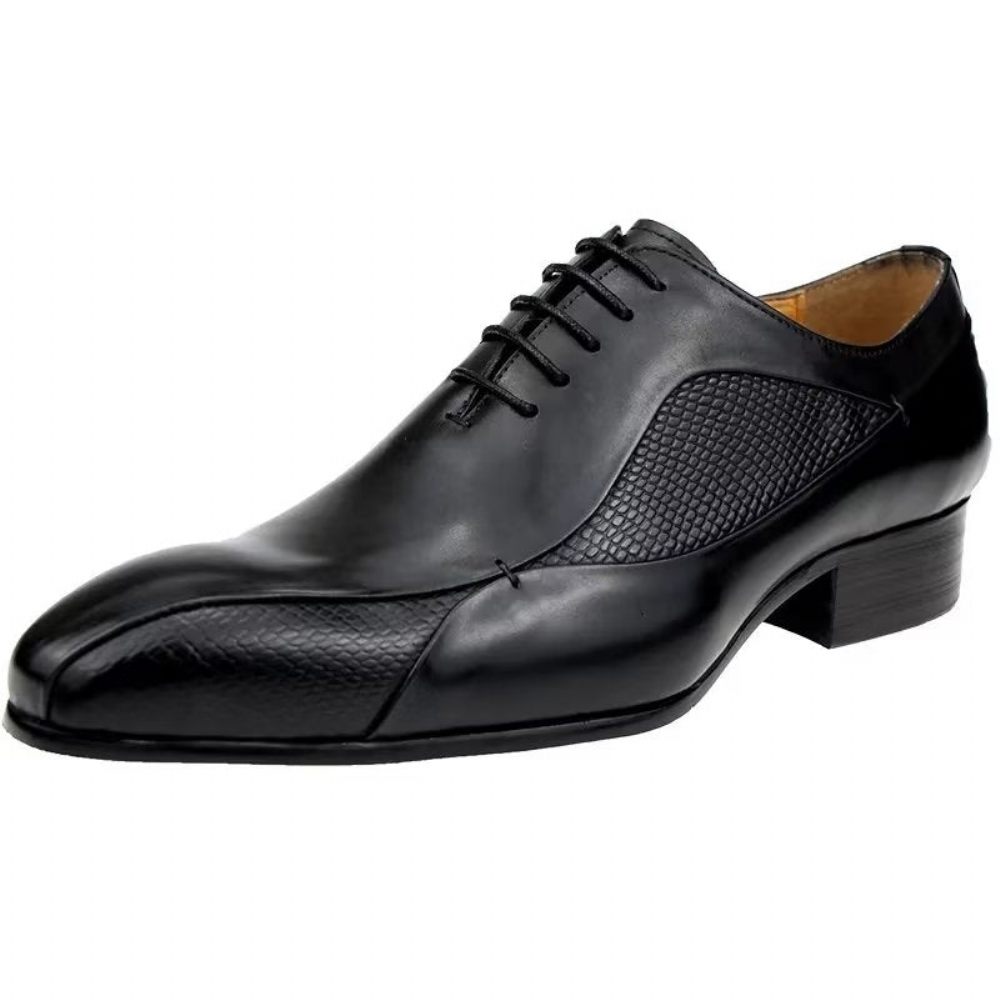 Chaussures Formelles Pour Hommes Élégantes Cuir Oxford Brogue Nuptial - Noir