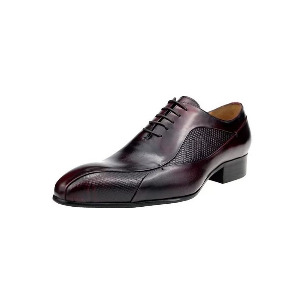 Chaussures Formelles Pour Hommes Élégantes Cuir Oxford Brogue Nuptial - Rouge