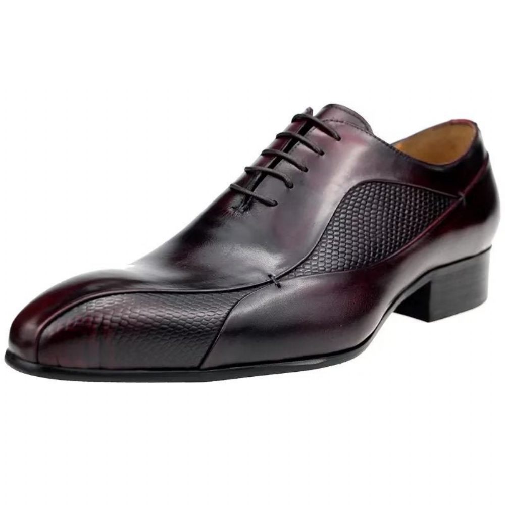 Chaussures Formelles Pour Hommes Élégantes Cuir Oxford Brogue Nuptial - Rouge