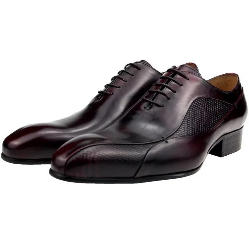 Chaussures Formelles Pour Hommes Élégantes Cuir Oxford Brogue Nuptial - Rouge