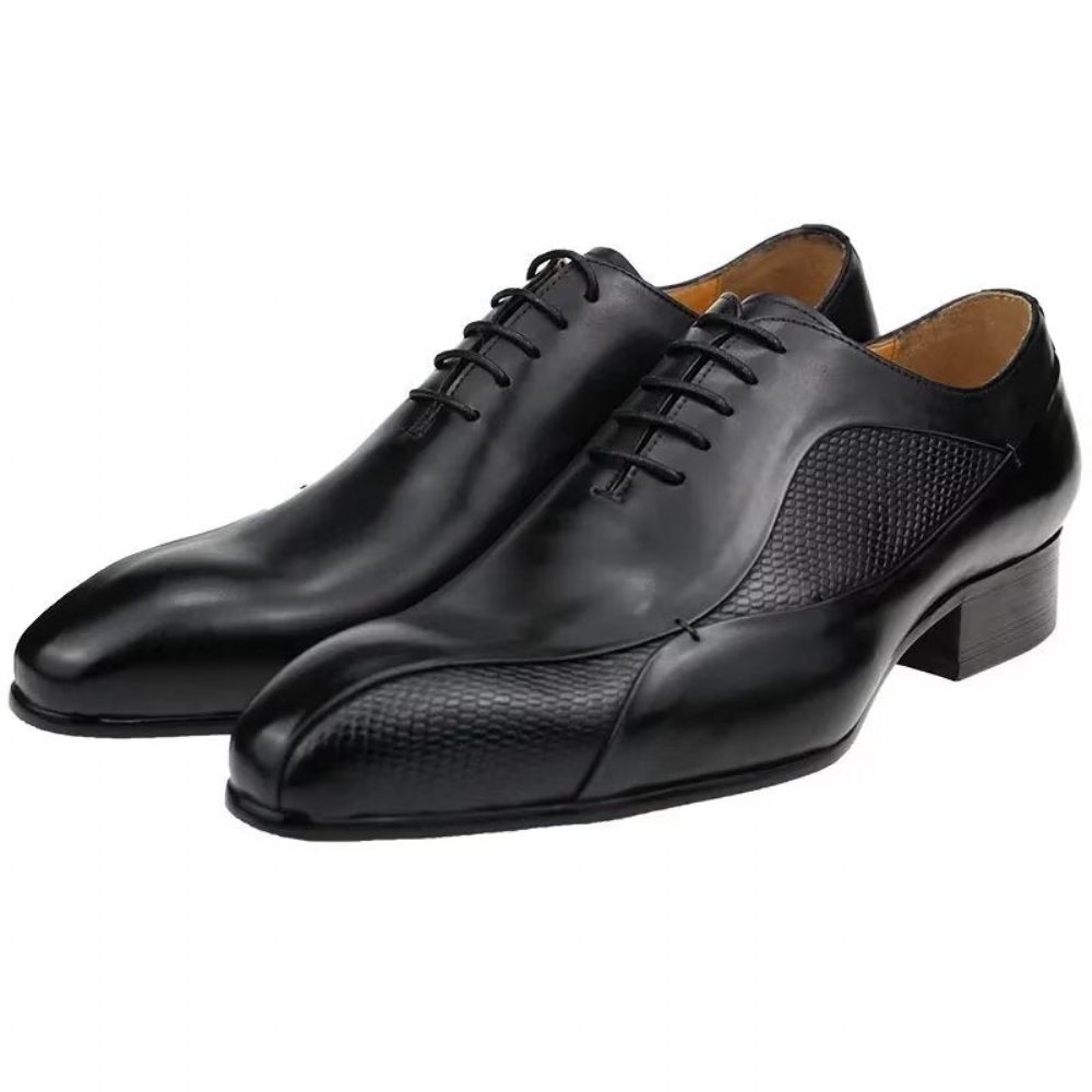 Chaussures Formelles Pour Hommes Élégantes Cuir Oxford Brogue Nuptial - Noir