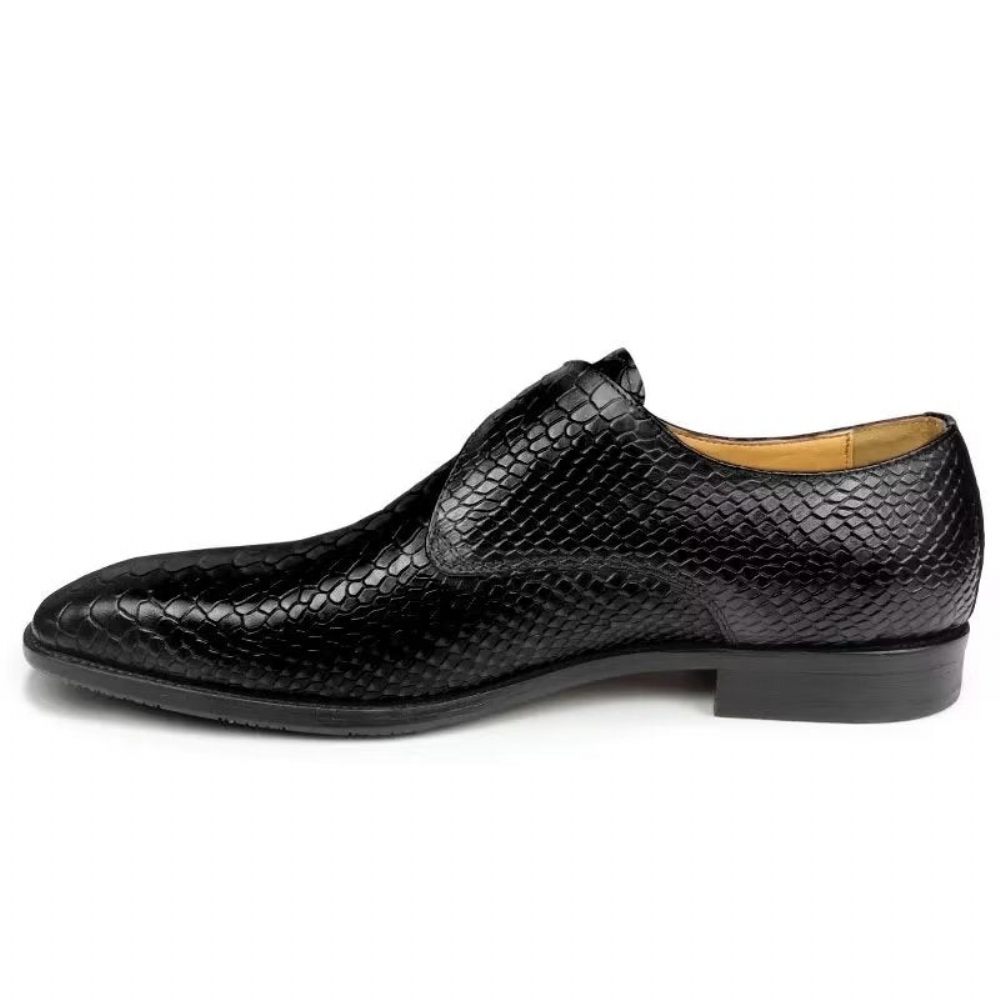 Chaussures Formelles Pour Hommes Élégantes Mariage Cuir Brogue À Boucle Personnalisée - Noir